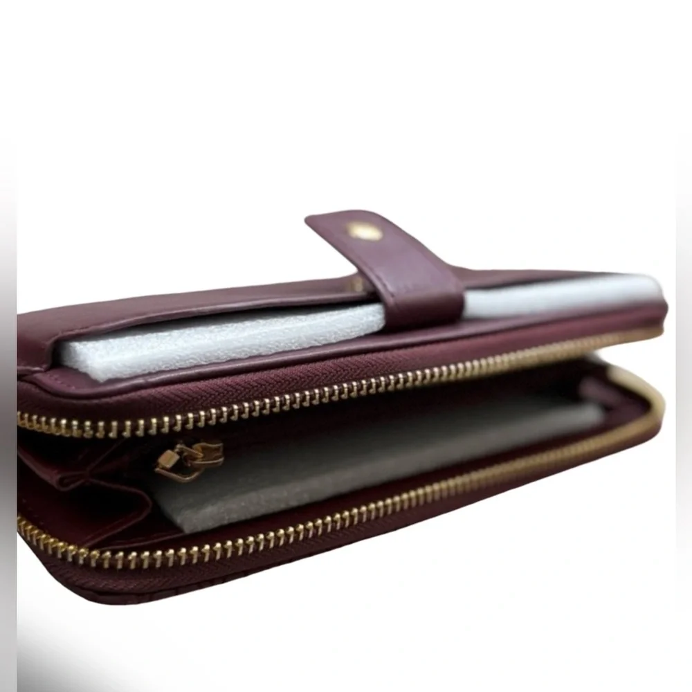 Badgley Mischka Plum Quilted Long Wallet/Phone Pocket & Wristlet